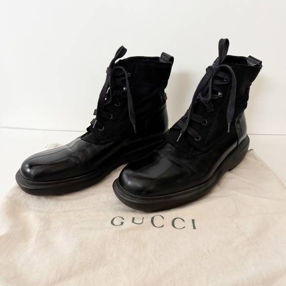 Gucci Black Leather Combat Boots EU 39 - Picture 1 of 5